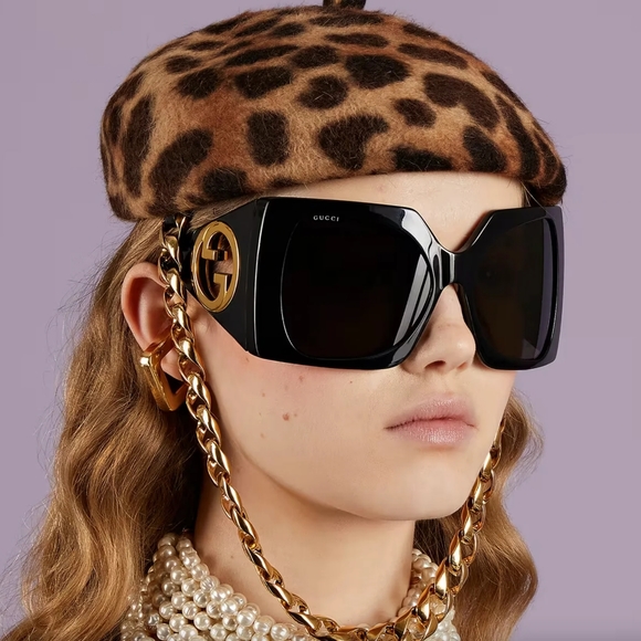 NEW GUCCI GG1255S 001 BLACK OVERSIZED SUNGLASSES GUCCI GG 1255 S - Picture 2 of 4